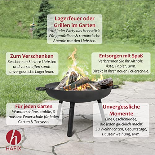 HAFIX® Feuerschale, Feuerkorb, Feuerschalen für Garten, Feuerstelle Outdoor, Feuerschale, Feuertonne Camping, Terrasse. Feuerschalen & Feuerkörbe. 3mm Dicke, legierter Stahl & Griffen Ø90cm. – Bild 6
