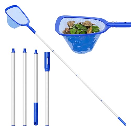 Priksia 207cm Pool Kescher, Poolkescher Feinmaschig mit Teleskopstange, Poolreinigung Pool Zubehör, Teichkescher für Schwimmbad, Teich, Algen & Bestway Pool, Planschbecken, Whirlpool