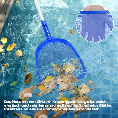 Priksia 207cm Pool Kescher, Poolkescher Feinmaschig mit Teleskopstange, Poolreinigung Pool Zubehör, Teichkescher für Schwimmbad, Teich, Algen & Bestway Pool, Planschbecken, Whirlpool – Bild 3