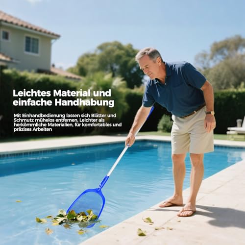 Priksia 207cm Pool Kescher, Poolkescher Feinmaschig mit Teleskopstange, Poolreinigung Pool Zubehör, Teichkescher für Schwimmbad, Teich, Algen & Bestway Pool, Planschbecken, Whirlpool – Bild 6