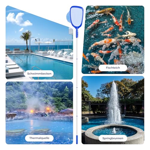 Priksia 207cm Pool Kescher, Poolkescher Feinmaschig mit Teleskopstange, Poolreinigung Pool Zubehör, Teichkescher für Schwimmbad, Teich, Algen & Bestway Pool, Planschbecken, Whirlpool – Bild 7