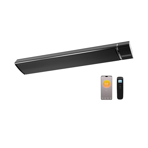 Infrarot Heizstrahler, Infrarotstrahler 1800 Watt, Infrarotheizung mit Thermostat, Elektroheizung mit WiFi App Steuerung Fernbedienung, Infarotheizstrahler Wand- & Deckenmontage, Terrasse & Garten