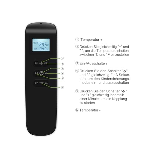 Infrarot Heizstrahler, Infrarotstrahler 1800 Watt, Infrarotheizung mit Thermostat, Elektroheizung mit WiFi App Steuerung Fernbedienung, Infarotheizstrahler Wand- & Deckenmontage, Terrasse & Garten – Bild 7