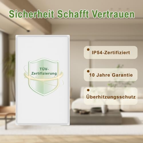 Behaglich Infrarotheizung 300 Watt, Infrarotheizung Wandmontage bis 120 Grad Celsius für 1-8㎡ - Elektroheizung mit Überhitzungsschutz - TÜV - 10 Jahren Garantie – Bild 5