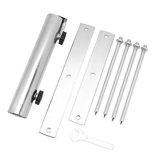 PODSJD Patio Sonnenschirmständer, verstellbar, aus Edelstahl, 44mm Durchmesser, mit 4 Bodenankern - Rostfrei, stabil und wetterfest, ideal für Garten, Strand und Park – Bild 2