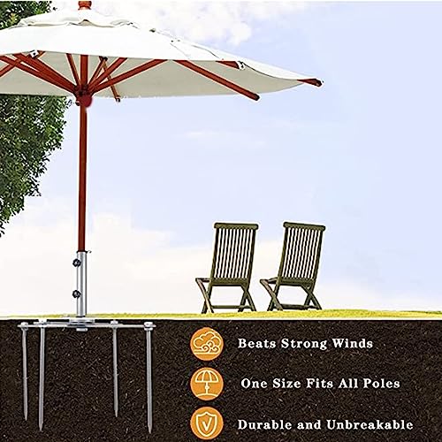 PODSJD Patio Sonnenschirmständer, verstellbar, aus Edelstahl, 44mm Durchmesser, mit 4 Bodenankern - Rostfrei, stabil und wetterfest, ideal für Garten, Strand und Park – Bild 7