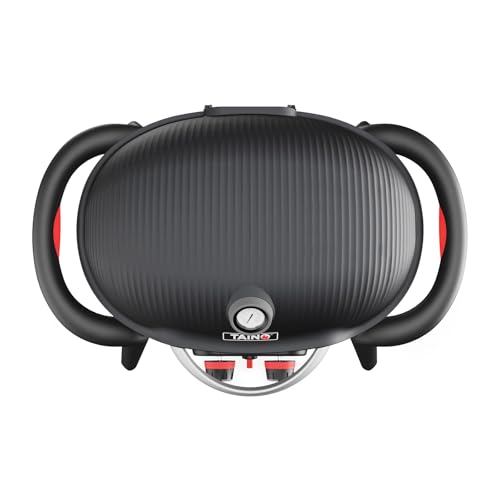 TAINO KENAI Gasgrill Set Abdeckhaube Gasruckregler Tischgrill Balkongrill Gas Outdoorküche Thermometer Aluguss Schwarz Camping – Bild 5