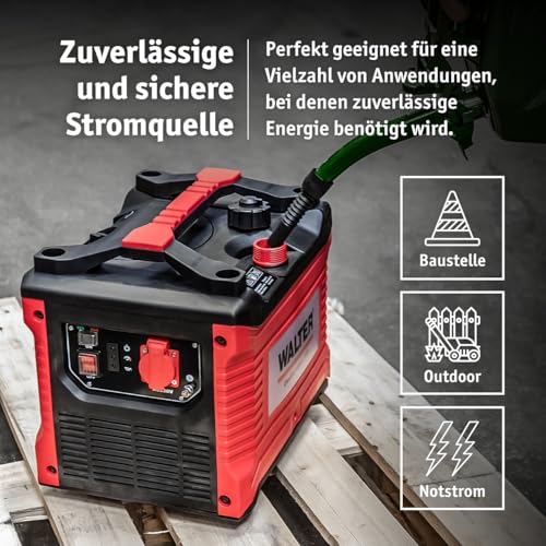 Walter Inverter Stromerzeuger 1000W, Benzin Notstromaggregat, ideal für Camping Reise Garage Wohnwagen Baustelle, WWS-IGS1000 – Bild 3