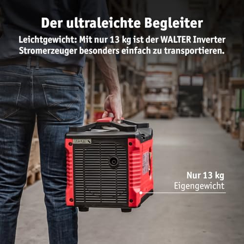 Walter Inverter Stromerzeuger 1000W, Benzin Notstromaggregat, ideal für Camping Reise Garage Wohnwagen Baustelle, WWS-IGS1000 – Bild 5