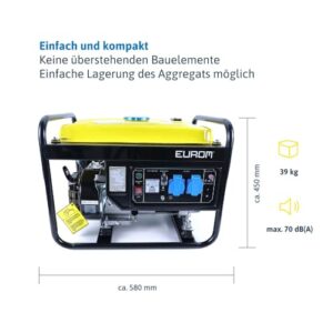 Alternative view of Dönges Stromerzeuger Benzin leise 2200 Watt, Notstromaggregat mit 2 x 230V Steckdosen, 11h Betriebszeit, Stromgenerator 15L Tank für Outdoor, Camping, Garten, Heimwerken zur mobilen Stromversorgung