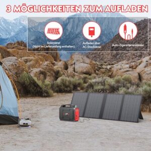 Alternative view of Powkey Tragbare Powerstation 99Wh/27000mAh Tragbares Kraftwerk 100W Solargenerator mit 230V AC Ausgang/QC 3.0 18W USB/Typ-C für Camping Wohnmobile powerbank mit Steckdose