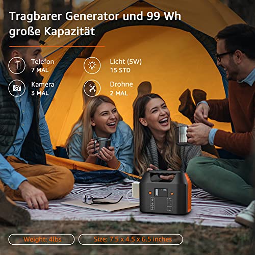 SinKeu Tragbare Powerstation 99Wh,150W Solar Generatoren Akku mit 230V AC/Car Lighter Port/USB Ausgabe,für Reise Camping Wohnmobil und als Notstromaggregat (Black) – Bild 2