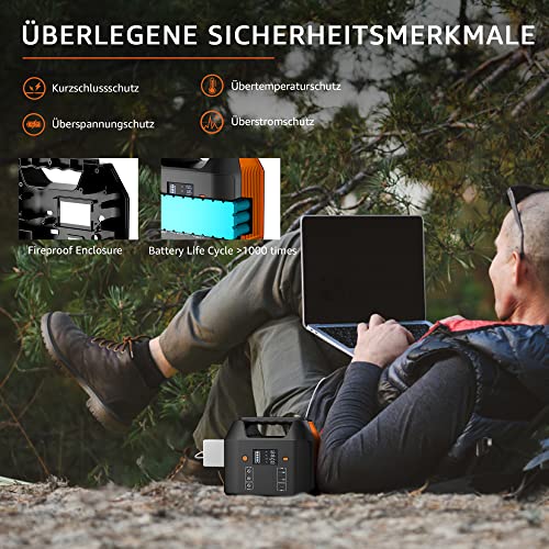 SinKeu Tragbare Powerstation 99Wh,150W Solar Generatoren Akku mit 230V AC/Car Lighter Port/USB Ausgabe,für Reise Camping Wohnmobil und als Notstromaggregat (Black) – Bild 4