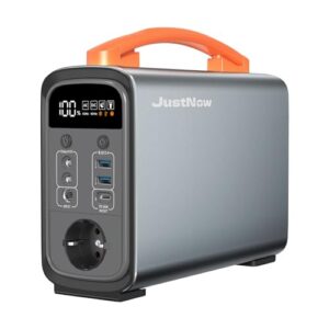 JustNow Tragbare Powerstation, 320WH/240W 100000mAh, Solar Generators, LiFePo4 Akku, Zwei Wege Schnellladung, Mobile Stromerzeuger für Draußen, für Camping, Outdoors, Wohnmobile