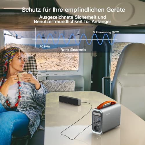JustNow Tragbare Powerstation, 320WH/240W 100000mAh, Solar Generators, LiFePo4 Akku, Zwei Wege Schnellladung, Mobile Stromerzeuger für Draußen, für Camping, Outdoors, Wohnmobile – Bild 7