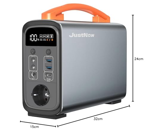 JustNow Tragbare Powerstation, 320WH/240W 100000mAh, Solar Generators, LiFePo4 Akku, Zwei Wege Schnellladung, Mobile Stromerzeuger für Draußen, für Camping, Outdoors, Wohnmobile – Bild 9
