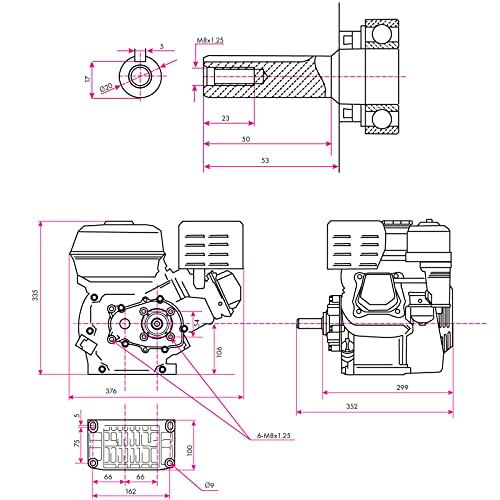 EBERTH 6,5 PS 4,8 kW Benzinmotor Standmotor Kartmotor mit Reduktionsgetriebe 2:1, Benzin Motor mit 20 mm Ø Welle, Ölmangelsicherung, 4-Takt, 1 Zylinder, 196 CCM Hubraum, Antriebsmotor mit Getriebe – Bild 7