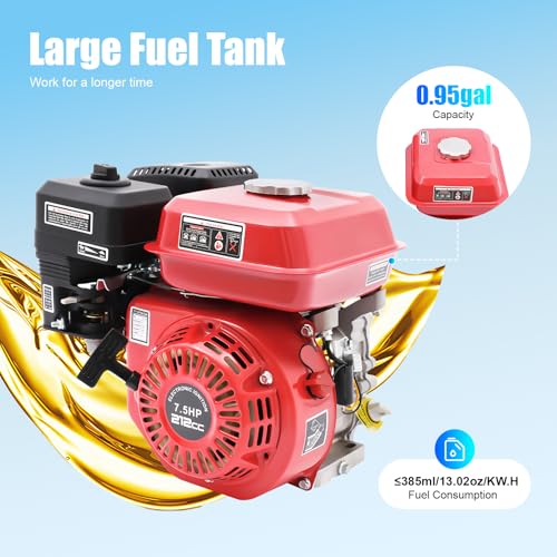7,5 PS 4 KW Benzinmotor Standmotor Kart Motor, 20 mm Ø Welle, Antriebsmotor Einzylinder 208cc Hubraum für Landwirtschaftliche Geräte, Home Backup, und so Weiter, um Strom zu Liefern, Luftgekühlt – Bild 3