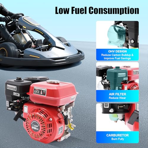 7,5 PS 4 KW Benzinmotor Standmotor Kart Motor, 20 mm Ø Welle, Antriebsmotor Einzylinder 208cc Hubraum für Landwirtschaftliche Geräte, Home Backup, und so Weiter, um Strom zu Liefern, Luftgekühlt – Bild 4