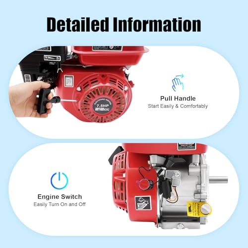 7,5 PS 4 KW Benzinmotor Standmotor Kart Motor, 20 mm Ø Welle, Antriebsmotor Einzylinder 208cc Hubraum für Landwirtschaftliche Geräte, Home Backup, und so Weiter, um Strom zu Liefern, Luftgekühlt – Bild 7