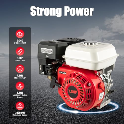 7.5PS 4 Takt Benzinmotor, 215CCM OHV Standmotor Industriemotor Go Kartmotor Benzin Motor Manuell Startmodus Einzylinder Benzinmotor – Bild 2