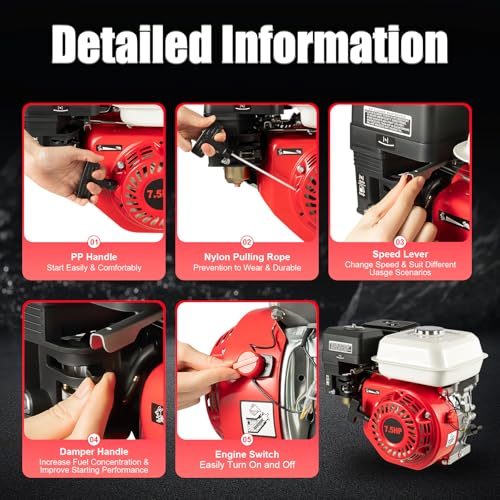 7.5PS 4 Takt Benzinmotor, 215CCM OHV Standmotor Industriemotor Go Kartmotor Benzin Motor Manuell Startmodus Einzylinder Benzinmotor – Bild 8