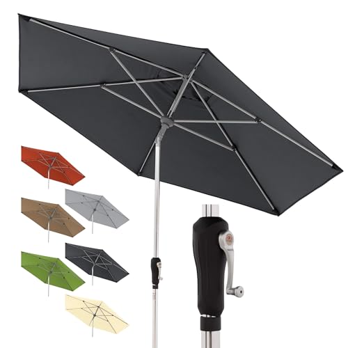 Doppler Sonnenschirm für den Garten SL-AZ Auto Tilt 275 cm Anthrazit I Gartenschirm knickbar I Kurbelschirm mit UV-Schutz 80 I Kurbelschirm aus Aluminium I regenabweisendes Polyester-Schirmdach