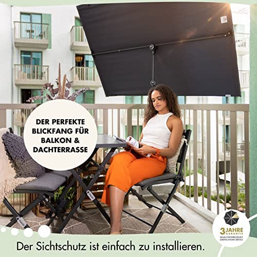 Doppler Active Balkonblende Black Edition 170x130cm in Anthrazit I Sonnenschutz für Balkon & Terrasse I Flexibler Sichtschutz I Sonnenschirm rechteckig & drehbar I Gartenschirm für Dachterassen – Bild 3