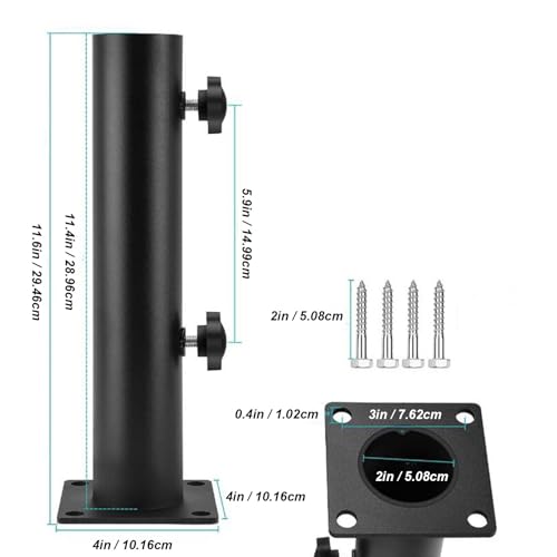 YONGZURA Deck-Regenschirm-Halterung, Fahnenmast-Halter, Basishalterung, Verstellbarer Tisch-Schirmständer für Garten, Hinterhof, Balkon – Bild 3