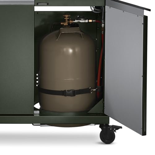 BURNHARD® Gasgrill 3-Brenner inkl. BACKBURNER, 900°C Infrarot-Keramikbrenner, Seitenkochfeld, Gusseisen-Grillrost, Grillabdeckung, Grillwagen, klappbare Seitentische – FRED GREEN – Bild 8