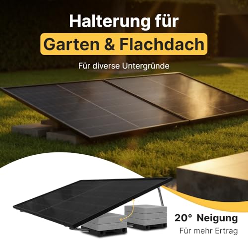 Solakon® 1000W Balkonkraftwerk mit Halterung (Flachdach) - Balkonkraftwerk 800W komplett Steckdose - 800 Watt Wechselrichter - Solaranlage Komplettset - 500W bifaziale Solarmodule inkl. Zubehör – Bild 5