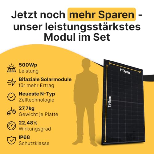 Solakon® 1000W Balkonkraftwerk mit Halterung (Flachdach) - Balkonkraftwerk 800W komplett Steckdose - 800 Watt Wechselrichter - Solaranlage Komplettset - 500W bifaziale Solarmodule inkl. Zubehör – Bild 7
