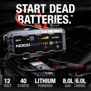 Alternative view of NOCO Boost GB70: 2000A UltraSafe Starthilfe Powerbank – 12V Lithium-Starthilfegerät & Starterkabel – Tragbarer Booster für Benziner bis 8,0L & Diesel bis 6,0L