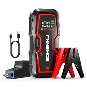 FNNEMGE Auto Starthilfe Powerbank, 6000A Spitzenstrom, Geeignet für 12V Auto Batterie (Alle Benzin und Bis Zu 8,0L Diesel), mit USB-Ladeausgang, LED-Licht, HD-Großbildschirm