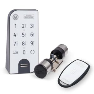 BURG-WÄCHTER Elektronisches Türschloss inkl. Funkschlüssel, Set aus Zylinder, Keypad und Transponder, Türöffnung per App, PIN, Fingerabdruck oder Funk, ENTRYeasy 7602 FP und ENTRY sE-Key 7713