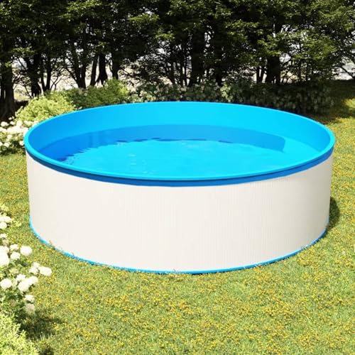 Mengtu Stahl-PVC Planschbecken 350x90cm Weiß/Blau für Kinder- und Erwachsenenbaden Aufblasbares Schwimmbad 92807