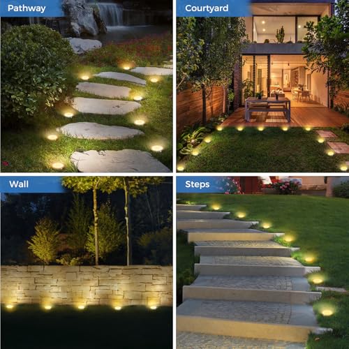 Peasur 24 Stück Solar Bodenleuchten Aussen, 8 LED Solarlampen für Außen Garten Wetterfest, Solarleuchten Gartenbeleuchtung für Boden Weg Rasen Gehweg Warmweiss – Bild 6