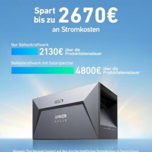 Alternative view of Anker SOLIX Solarbank E1600, 800W Balkonkraftwerk mit Speicher, 1,6kWh Akkukapazität, IP65, 6000 Ladezyklen, LFP Akku, Kompatibel mit 99% Aller Balkonkraftwerke, Installation in 5 Min. Plug&Play