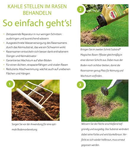Substral Magisches Rasen-Pflaster, 4in1 Rasenreparatur Rasensamen Premium Keimsubstrat Dünger und Haftmittel, 3,6 kg (Packung mit 2) – Bild 4