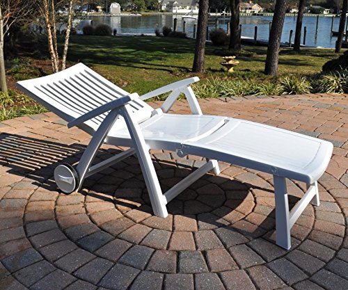 Kettler Roma Advantage Gartenliege weiß - klappbare Sonnenliege für Garten, Terrasse und Balkon - Rückenlehne mehrstufig verstellbar - wetterfeste Rollliege aus beständigem Kunststoff – Bild 2