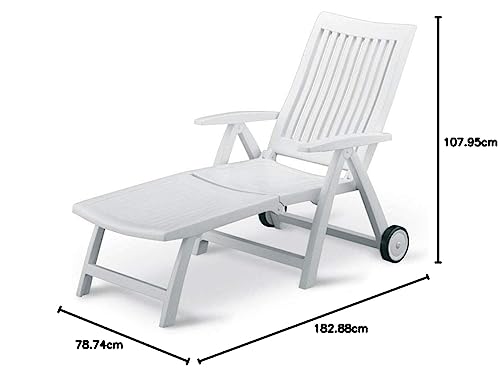 Kettler Roma Advantage Gartenliege weiß - klappbare Sonnenliege für Garten, Terrasse und Balkon - Rückenlehne mehrstufig verstellbar - wetterfeste Rollliege aus beständigem Kunststoff – Bild 3