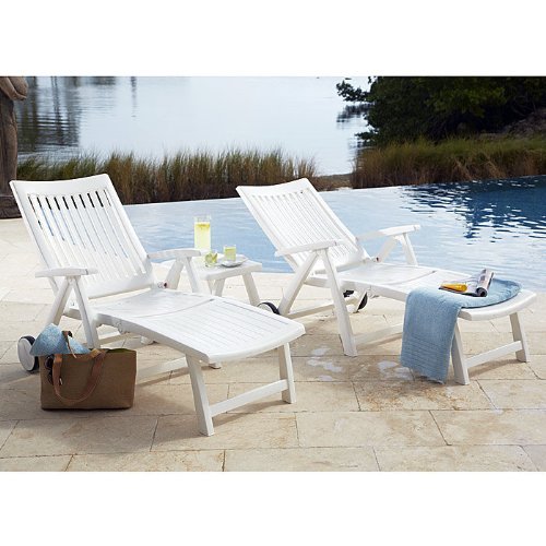 Kettler Roma Advantage Gartenliege weiß - klappbare Sonnenliege für Garten, Terrasse und Balkon - Rückenlehne mehrstufig verstellbar - wetterfeste Rollliege aus beständigem Kunststoff – Bild 4