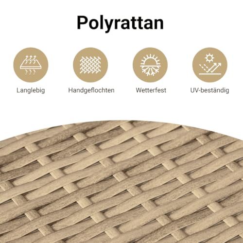 vidaXL Gartensessel mit Kissen 2 STK., Gartenstuhl mit Verstellbarer Rückenlehne, Liegestuhl mit Stahlrahmen, Sessel Stuhl Relaxsessel, Beigemischung Poly Rattan – Bild 5