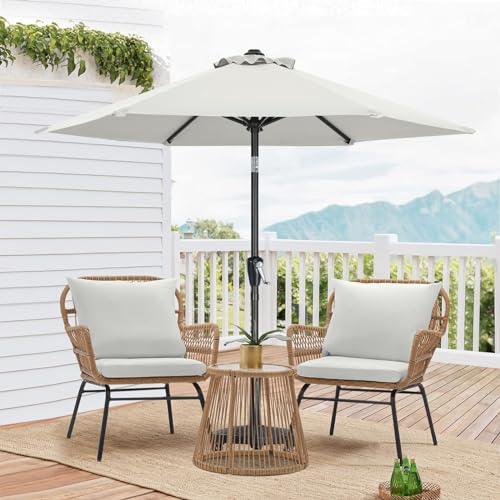 MasterCanopy 230 cm Sonnenschirm neigungsverstellbar, mit 6 Rippen und Kurbel, für Patio, Garten, Terrasse, Markt, Hellbeige – Bild 2