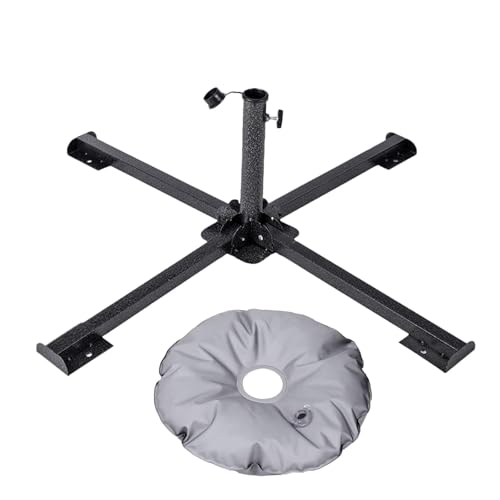 Tragbarer Schirmständer, pulverbeschichteter Stahlsockel mit 10 l Gewichtssack für Sand/Wasser, ideal für Terrasse, Garten, Camping, Angeln, Outdoor