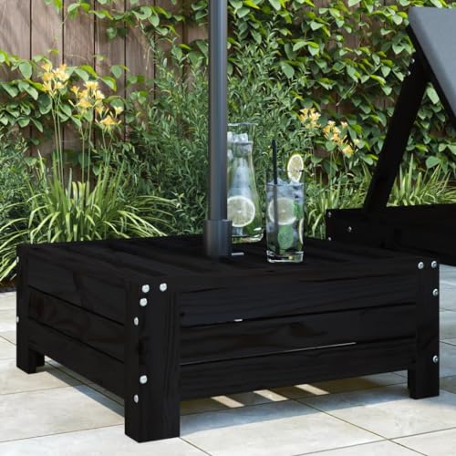 Nqyjm Verkleidung für Sonnenschirmständer Schwarz Massivholz Kiefer für Balkon Terrasse Garten