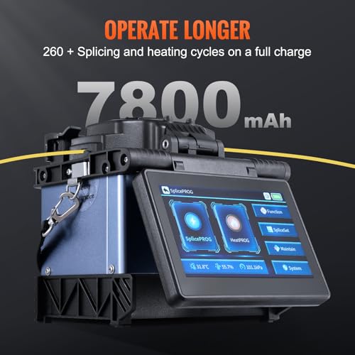 VEVOR Glasfaser-Schweißgerät mit 6 Motoren, Kernausrichtung, Spleißgerät, 6 s Spleißen & 13 s Aufheizen, Fusionsspleißgerät mit 5-Zoll-Touchscreen, 3-in-1-Faserhalter, 7800 mAh Akku für SM MM DS NZDS – Bild 3