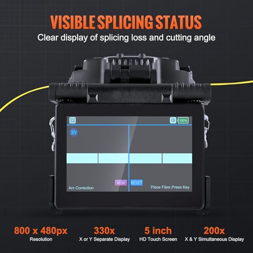 VEVOR Glasfaser-Schweißgerät mit 6 Motoren, Kernausrichtung, Spleißgerät, 6 s Spleißen & 13 s Aufheizen, Fusionsspleißgerät mit 5-Zoll-Touchscreen, 3-in-1-Faserhalter, 7800 mAh Akku für SM MM DS NZDS – Bild 4