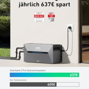 Alternative view of Anker SOLIX Balkonkraftwerk mit Speicher (1780W | 1600Wh), Solarbank 2 E1600 Pro (1600Wh), 4× RS40T Bifaziales Solarpanel (445W), Typ-N Bifaziales Solarpanel, 4 MPPT, 9,6kWh Kapazität, Plug & Play
