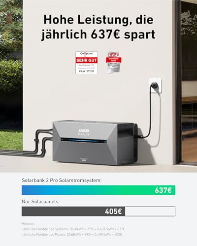 Anker SOLIX Balkonkraftwerk mit Speicher (1780W | 1600Wh), Solarbank 2 E1600 Pro (1600Wh), 4× RS40T Bifaziales Solarpanel (445W), Typ-N Bifaziales Solarpanel, 4 MPPT, 9,6kWh Kapazität, Plug & Play – Bild 2